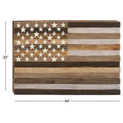 Wall Plaques-Kirkland's Home Dark American Flag Wooden Wall Sculpture Brown