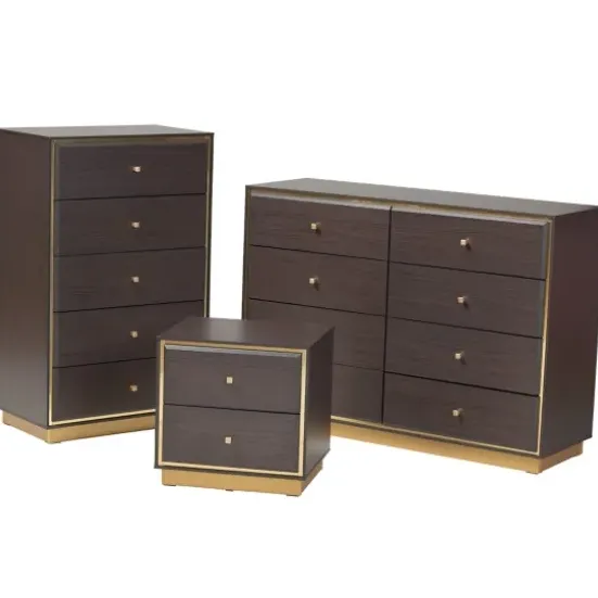 Dressers & Chests-Kirkland's Home Dark And Gold Wood 3-Pc. Dresser Set Brown