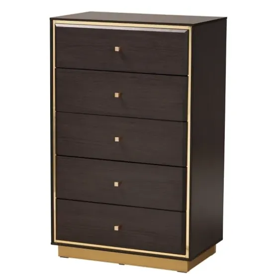 Dressers & Chests-Kirkland's Home Dark And Gold Wood 3-Pc. Dresser Set Brown