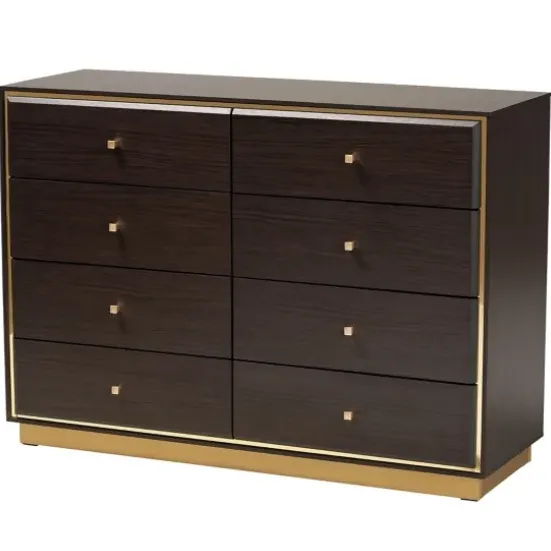 Dressers & Chests-Kirkland's Home Dark And Gold Wood 3-Pc. Dresser Set Brown