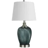 Table Lamps-Kirkland's Home Dark Aqua Ribbed Swirl Table Lamp White