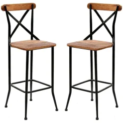 Bar Stools & Counter Height Stools-Kirkland's Home Dark Bronze And Pine Wood Bar Stools, Set Of 2 Brown