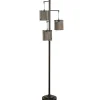 Floor Lamps-Kirkland's Home Dark Bronze And Rattan 3-Arm Floor Lamp Brown