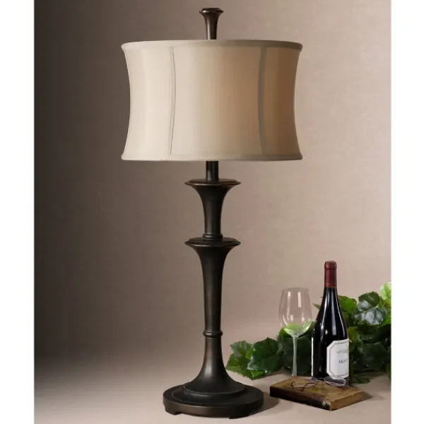 Table Lamps-Kirkland's Home Dark Bronze Metal Flare Table Lamp Tan