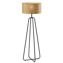 Floor Lamps-Kirkland's Home Dark Bronze Webbed Shade Floor Lamp Tan