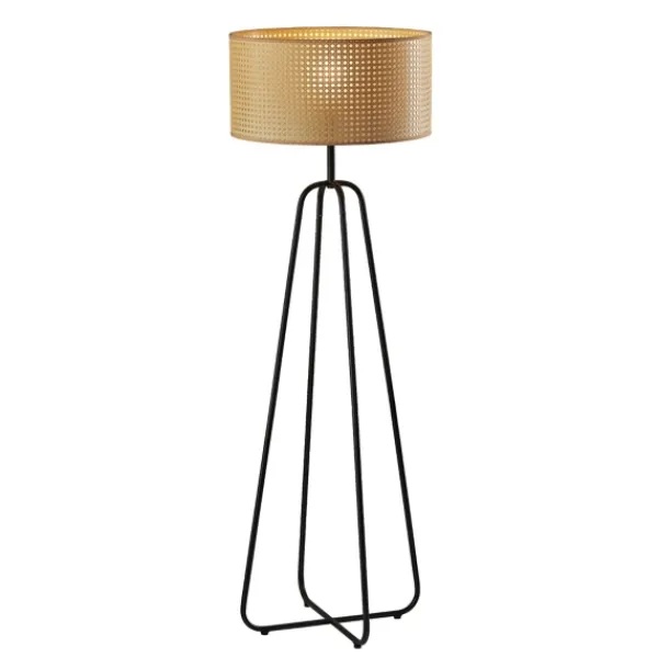 Floor Lamps-Kirkland's Home Dark Bronze Webbed Shade Floor Lamp Tan