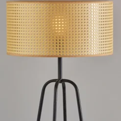 Floor Lamps-Kirkland's Home Dark Bronze Webbed Shade Floor Lamp Tan