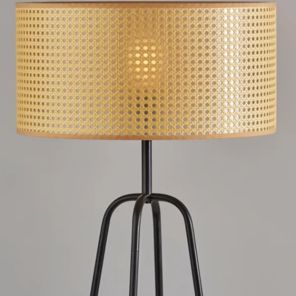 Floor Lamps-Kirkland's Home Dark Bronze Webbed Shade Floor Lamp Tan