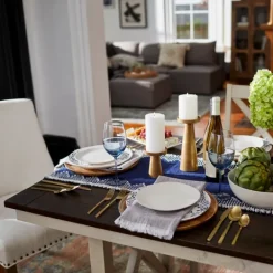 Dining Tables-Kirkland's Home Dark Brown And Ivory Jackson Dining Table Brown/Ivory
