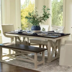 Dining Tables-Kirkland's Home Dark Brown And Ivory Jackson Dining Table Brown/Ivory