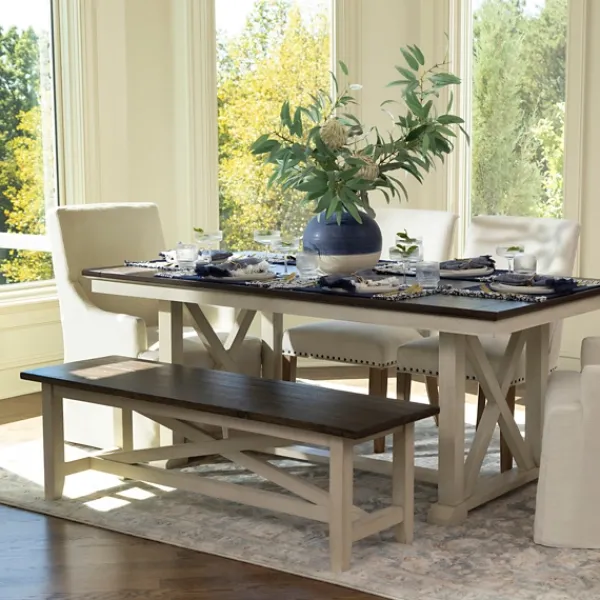 Benches & Ottomans-Kirkland's Home Dark Brown And Jackson Dining Bench Ivory
