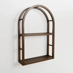 Shelves-Kirkland's Home Dark Brown Wood Arched Wall Shelf