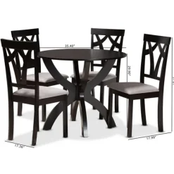 Dining Tables-Kirkland's Home Dark Brown Wood Tripod Table 5-Pc. Dining Set Gray