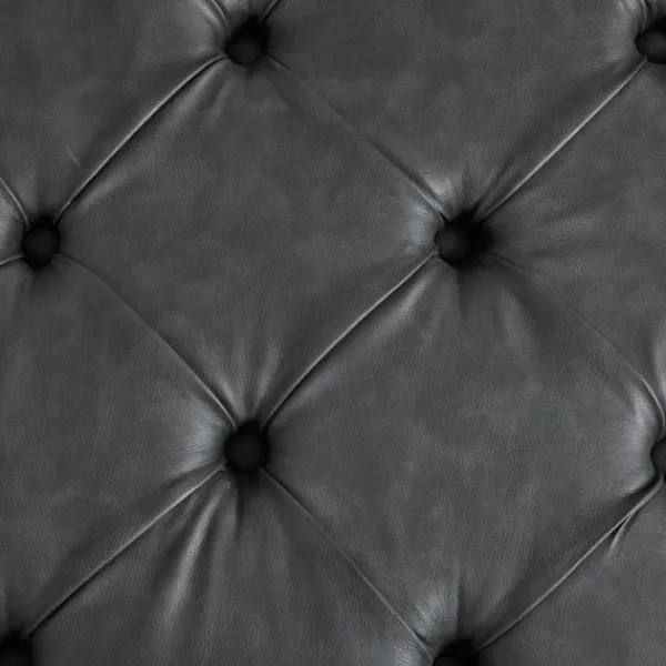 Benches & Ottomans-Kirkland's Home Dark Espresso Button Tufted Leather Ottoman Brown
