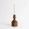 Candle Holders-Kirkland's Home Dark Eucalyptus Wood Taper Candle Holder, 8 In. Brown