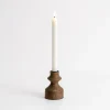 Candle Holders-Kirkland's Home Dark Eucalyptus Wood Taper Candle Holder, 4 In. Brown