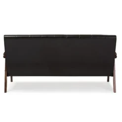 Sofas & Loveseats-Kirkland's Home Dark Faux Leather Channel Sofa, 63 In. Brown