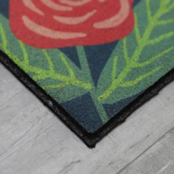 Doormats-Kirkland's Home Dark Floral Welcome Rubber Doormat Multi