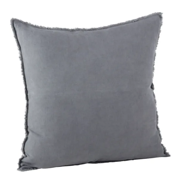 Pillows-Kirkland's Home Dark Fringed Edge Pillow Gray