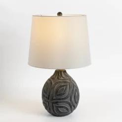 Table Lamps-Kirkland's Home Dark Gray Ceramic Leaf Table Lamp White