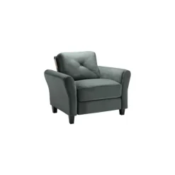 Accent Chairs-Kirkland's Home Dark Kelly Microfiber Rolled Arm Chair Gray