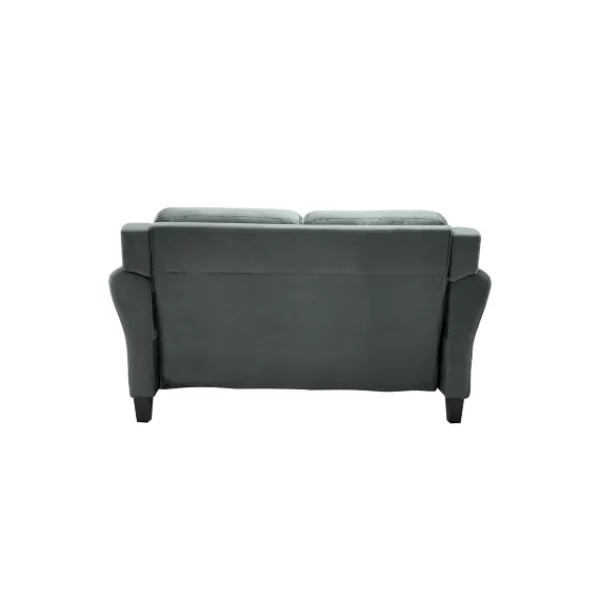 Sofas & Loveseats-Kirkland's Home Dark Kelly Microfiber Rolled Arm Loveseat Gray