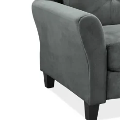 Sofas & Loveseats-Kirkland's Home Dark Kelly Microfiber Rolled Arm Loveseat Gray
