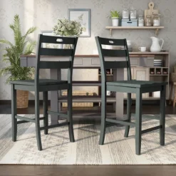 Bar Stools & Counter Height Stools-Kirkland's Home Dark Ladder Counter Stools, Set Of 2 Gray