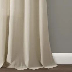 Curtains & Drapes-Kirkland's Home Dark Linen Lace Curtain Panel Set, 84 In. Tan