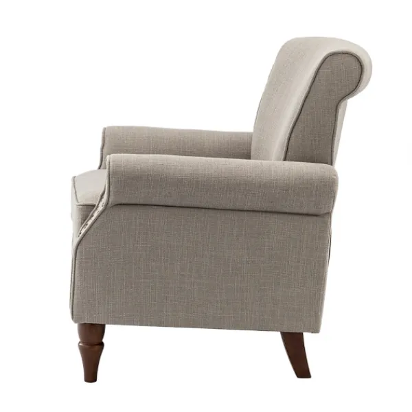 Accent Chairs-Kirkland's Home Dark Miriam Nailhead Trim Armchair Gray