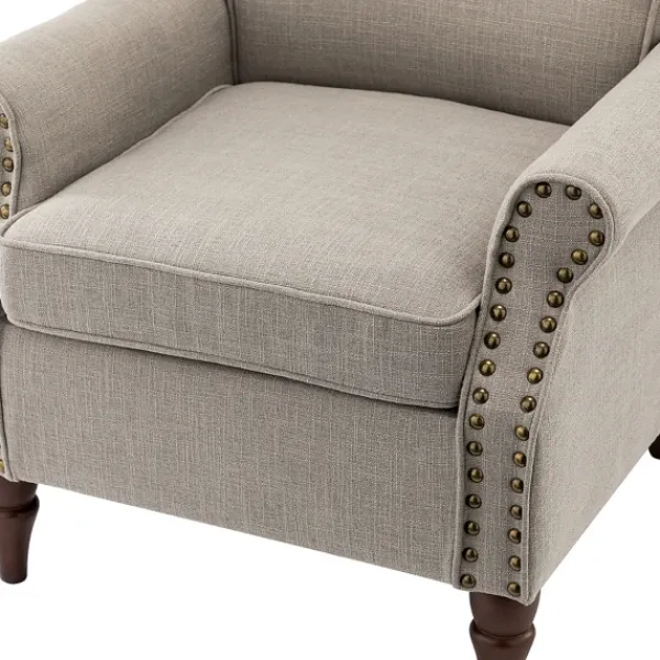 Accent Chairs-Kirkland's Home Dark Miriam Nailhead Trim Armchair Gray