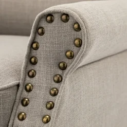 Accent Chairs-Kirkland's Home Dark Miriam Nailhead Trim Armchair Gray