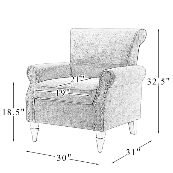 Accent Chairs-Kirkland's Home Dark Miriam Nailhead Trim Armchair Gray