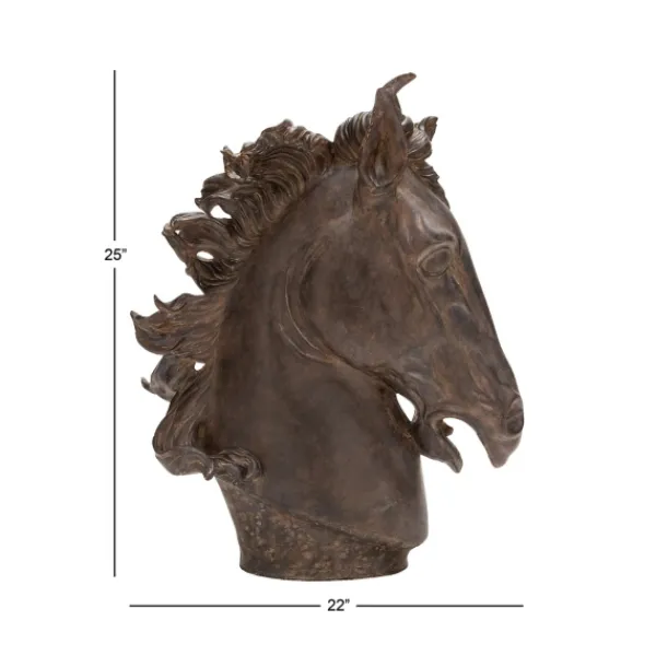 Statues & Figurines-Kirkland's Home Dark Polystone Horse Head Statue Brown