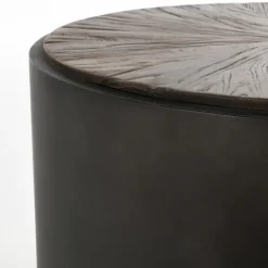 Accent & End Tables-Kirkland's Home Dark Reclaimed Elm Wood Drum Accent Table