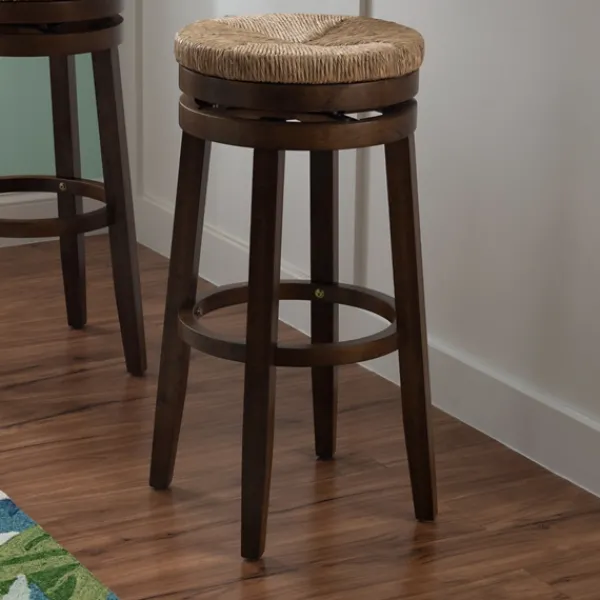 Bar Stools & Counter Height Stools-Kirkland's Home Dark Seagrass Swivel Bar Stool Brown