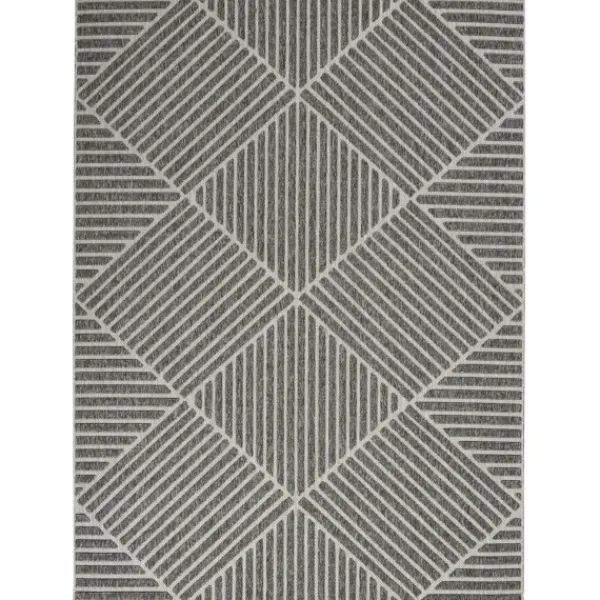 Outdoor Rugs-Kirkland's Home Dark Square Diamond Outdoor Area Rug, 5X7 Gray