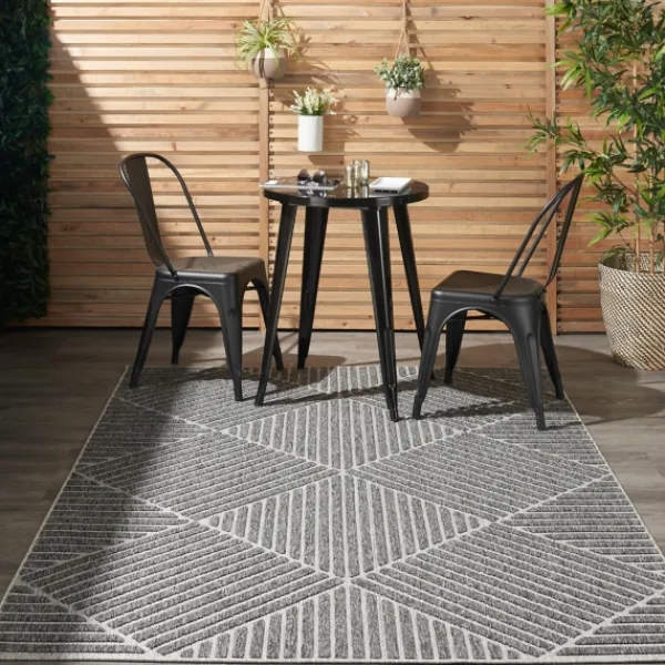 Outdoor Rugs-Kirkland's Home Dark Square Diamond Outdoor Area Rug, 5X7 Gray