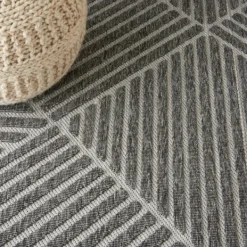 Outdoor Rugs-Kirkland's Home Dark Square Diamond Outdoor Area Rug, 5X7 Gray