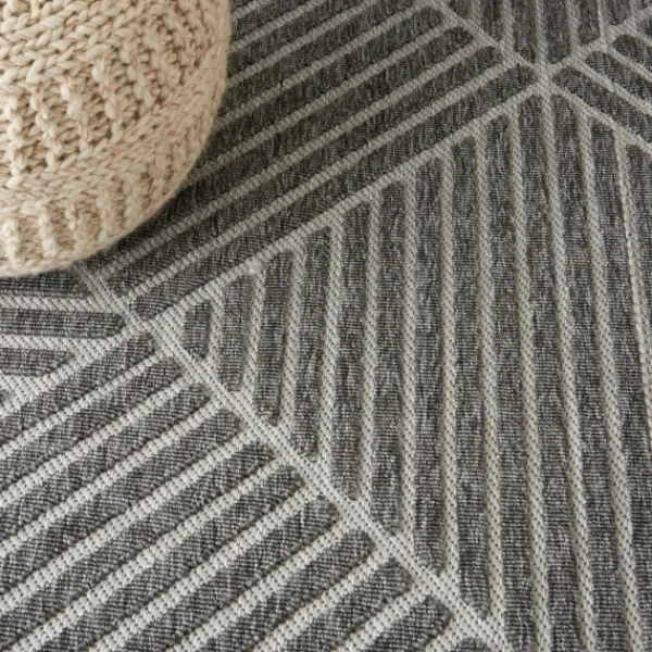 Outdoor Rugs-Kirkland's Home Dark Square Diamond Outdoor Area Rug, 5X7 Gray