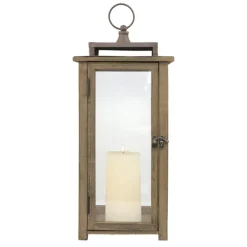 Lanterns-Kirkland's Home Dark Stain Distressed Lantern Brown