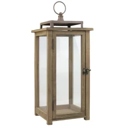 Lanterns-Kirkland's Home Dark Stain Distressed Lantern Brown