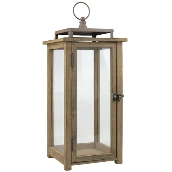 Lanterns-Kirkland's Home Dark Stain Distressed Lantern Brown