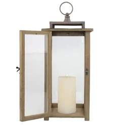Lanterns-Kirkland's Home Dark Stain Distressed Lantern Brown