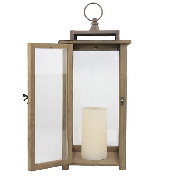 Lanterns-Kirkland's Home Dark Stain Distressed Lantern Brown