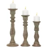 Candle Holders-Kirkland's Home Dark Stained Wood Candle Holders, Set Of 3 Gray