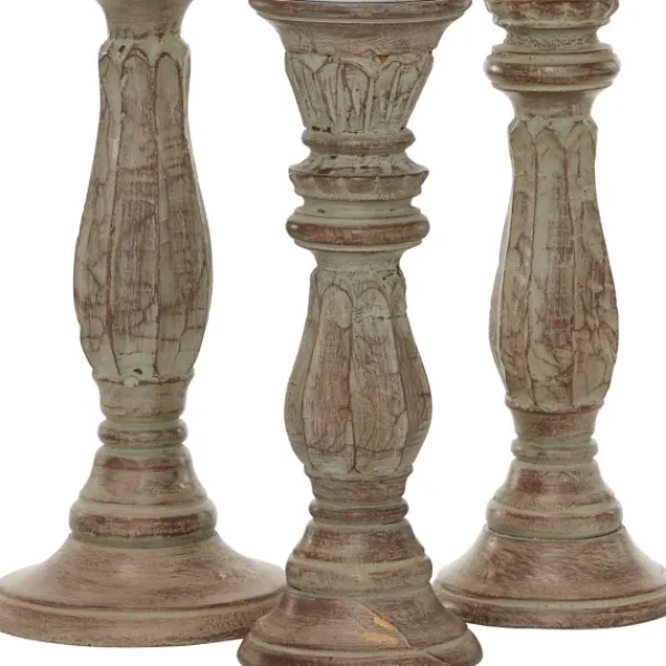 Candle Holders-Kirkland's Home Dark Stained Wood Candle Holders, Set Of 3 Gray