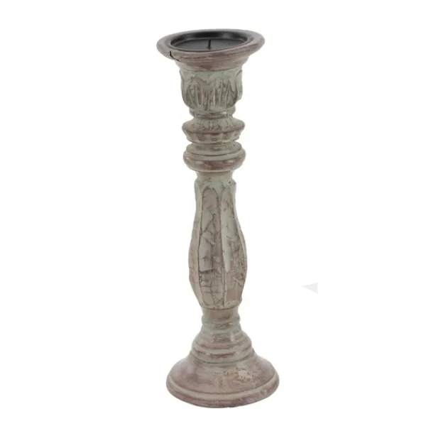 Candle Holders-Kirkland's Home Dark Stained Wood Candle Holders, Set Of 3 Gray