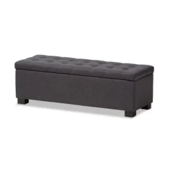 Entryway Furniture-Kirkland's Home Dark Tufted Contemporary Storage Bench Gray