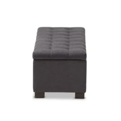 Entryway Furniture-Kirkland's Home Dark Tufted Contemporary Storage Bench Gray